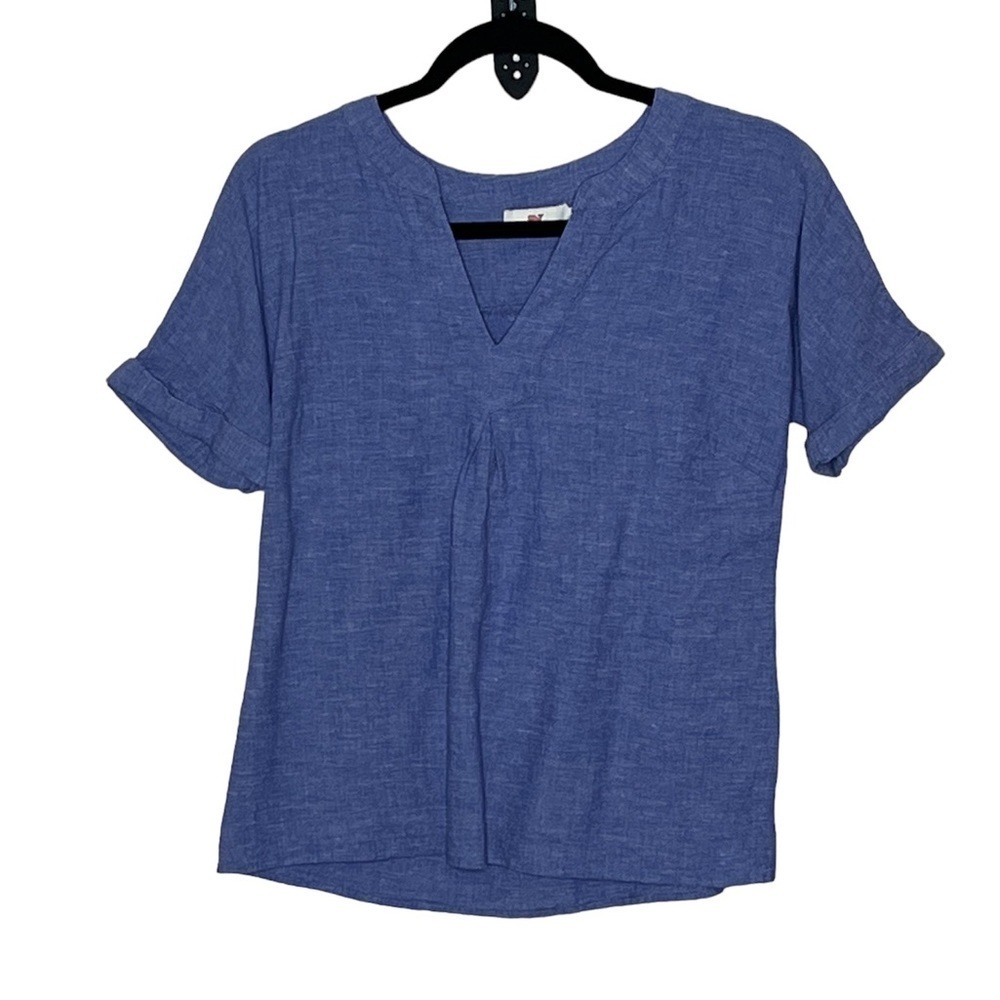 Vineyard Vines Blue Short Sleeve V-Neck Blouse